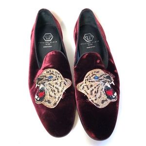 PHILLIP PLEIN VELVET SLIP ON LOAFER SIZE 44